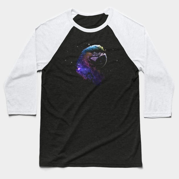 Space Nebula Double Exposure Macaw Parrot Baseball T-Shirt by BirdNerd